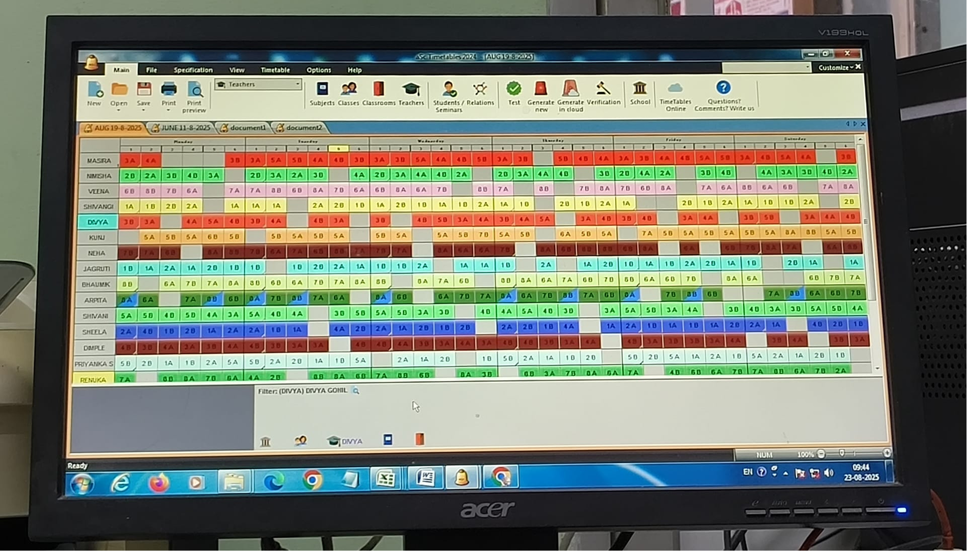 Different forms of Timetables
