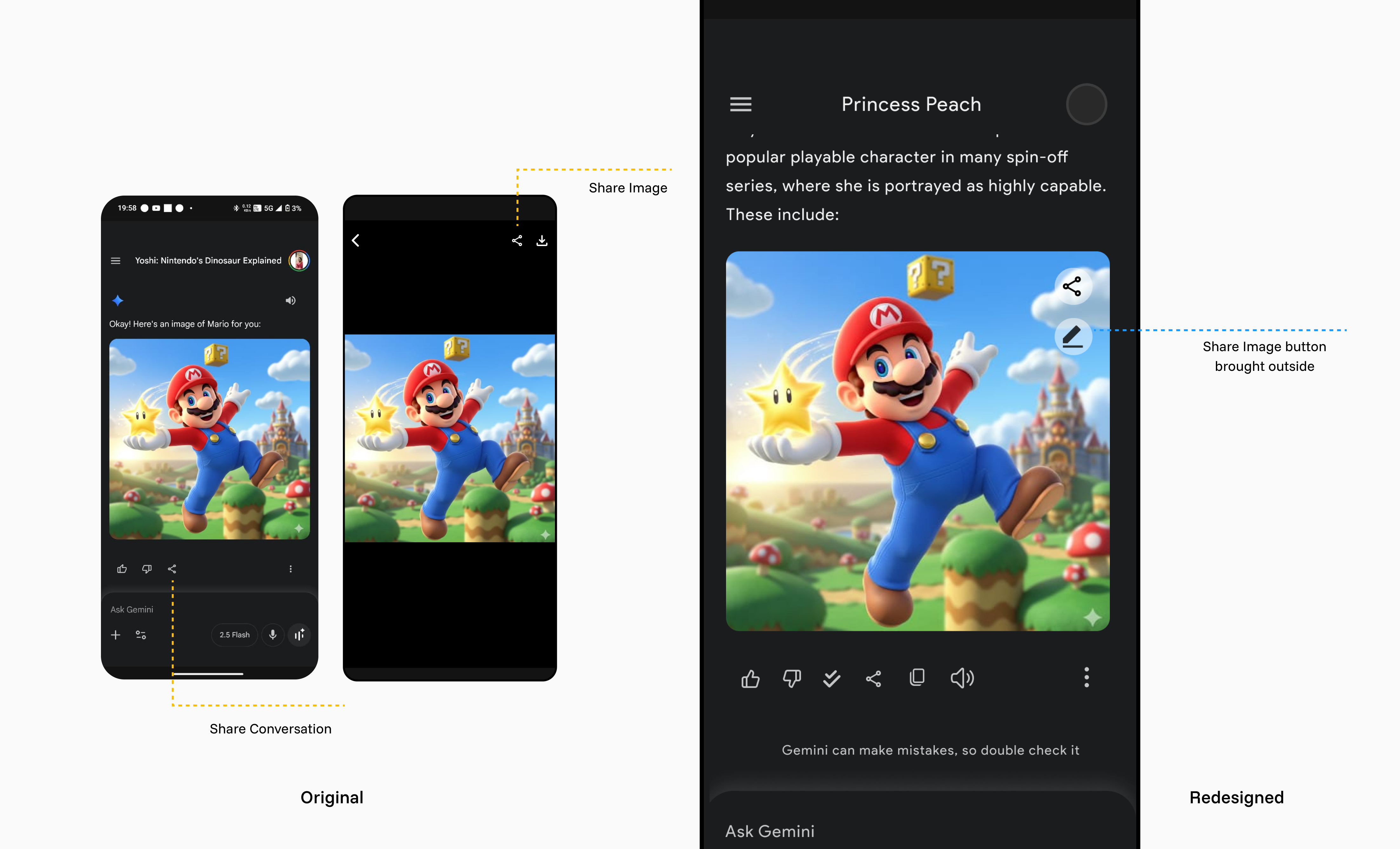 Image share button repositioned